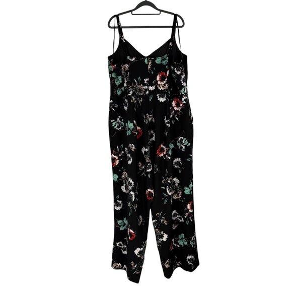 Torrid Black Floral Wide Leg Jumpsuit Plus Size 24 V-Neck Pockets Back Zip NWT - Picture 9 of 15